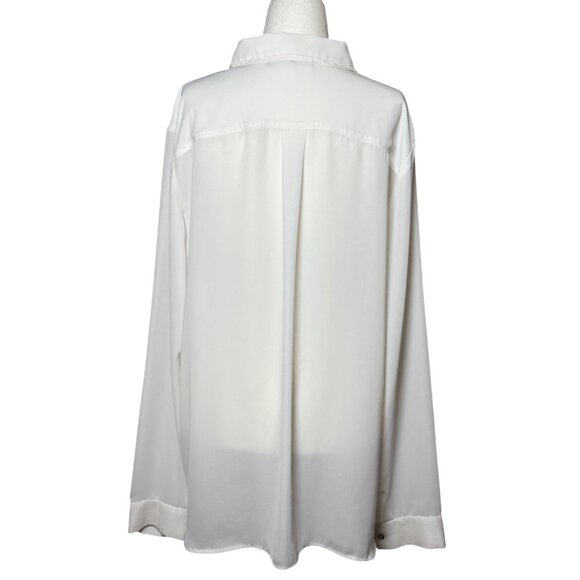 Robert Rodriguez Womens White Button-Up Blouse Size XL Classic Elegant Wear - Picture 3 of 9